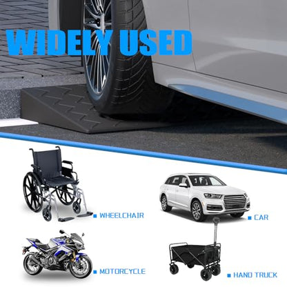 Heavy Duty Rubber Curb Ramps, 2'' Rise, 2 Pack, 11000 LBS Capacity - size: 2" H