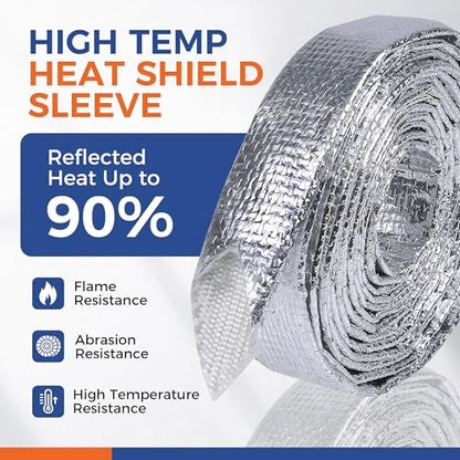 Automotive Heat Shield Sleeve High Temp Sheathing Roll 1/2inch-12ft - size: 1/2" 12Ft