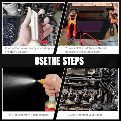 4PCS Fuel Injector Cleaner Kit, Fuel Injector Cleaner Tool, Auto Gas Injection Nozzle Adapter DlY Cleaning Assistant Tool with Test Lead, Fuel Injector Tester Cleaner Fit for 12-24V Car