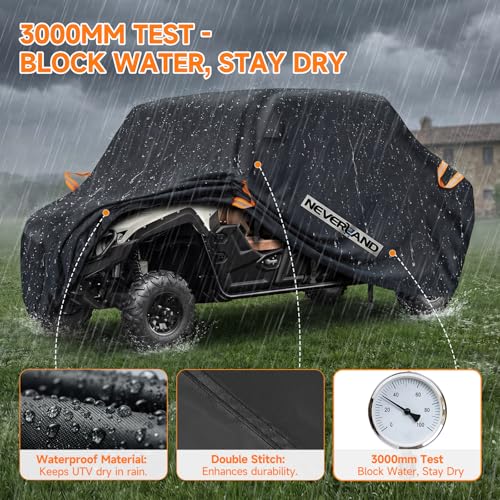 NEVERLAND UTV Cover Heavy Duty Waterproof 4-6 Seater All-Weather Protection - size: up to 169"L