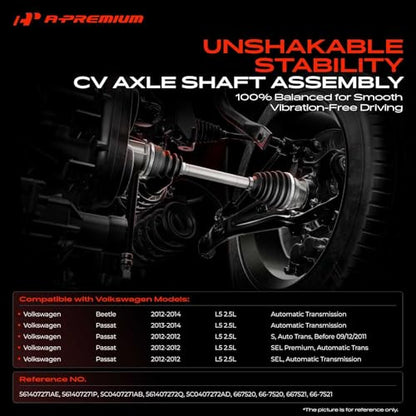 A-Premium Front CV Axle Shaft Assembly for Volkswagen Models - style: Front Driver and Passenger Side