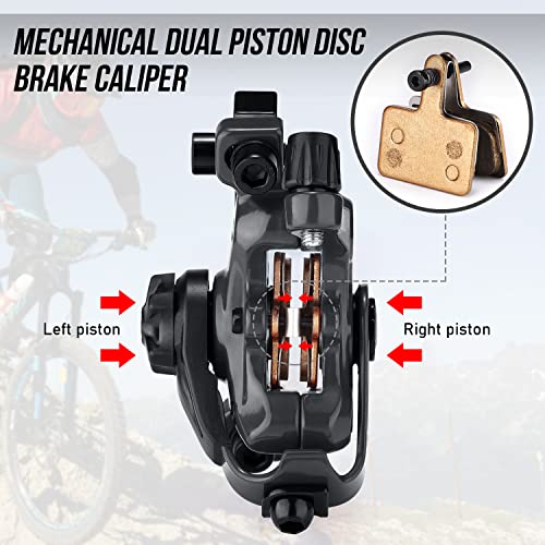 TOBWOLF Mechanical Disc Brake Set, Dual Piston Calipers with 160mm Rotors - color: Mechanical Disc Brake Set - Dual Piston （Black）