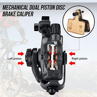 TOBWOLF Mechanical Disc Brake Set, Dual Piston Calipers with 160mm Rotors - color: Mechanical Disc Brake Set - Dual Piston （Black）