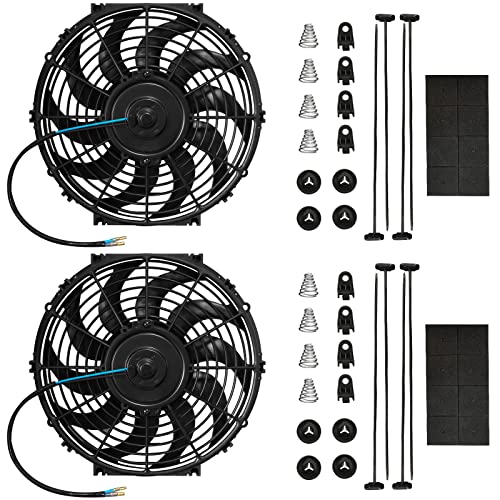 Mupera 12 Inch Curved Electric Cooling Fan Push/Pull w/Mount Kit 2Pcs - size: Curved-2Pcs X12 inch