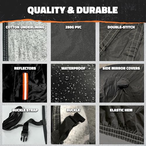 Mockins 200"x75"x47" Large Sedan Car Cover Waterproof All Weather Shield - size: Sedan - Large - 200" x 75" x 47"