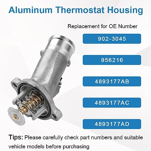 WMPHE Aluminium Thermostat Housing Assembly Compatible with Dodge Ram 2500/3500/4500/5500 2014-2020, Ram 4000 2019-2020 6.4L 392, Replacement for 902-3045 956-216 4893177AB 4893177AC 4893177AD - size: 902-3045
