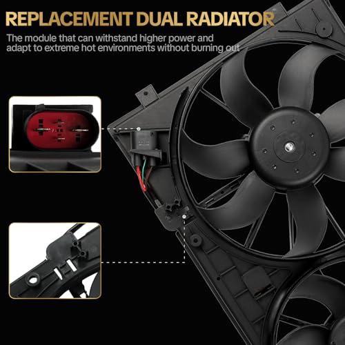 Radiator Cooling Fan Assembly for Volkswagen Beetle 2012-2019 for Volkswagen Jetta 2007-2018 for Volkswagen Golf 2010-2014 for Volkswagen Rabbit 2006-2009