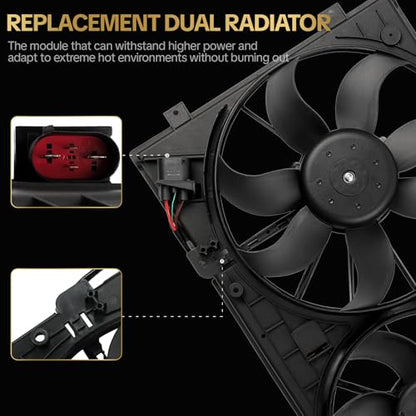 Radiator Cooling Fan Assembly for Volkswagen Beetle 2012-2019 for Volkswagen Jetta 2007-2018 for Volkswagen Golf 2010-2014 for Volkswagen Rabbit 2006-2009