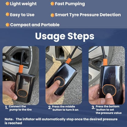 Tire Inflator Portable Air Compressor,150PSI,Digital Pressure Gauge Monitoring,Smart Air Pump for Vehicles, Motorcycles, Bicycle Tires, and Sports Equipment