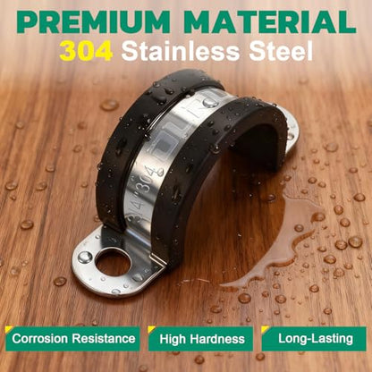 OURU 30PCS Pipe Strap Kit Fits 0.51"-2.52" OD, Rubber U Bracket,7 Sizes - size: 1/2"-2.5"