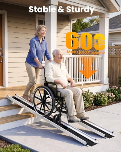 gardhom 5FT Telescoping Portable Wheelchair Ramp with Carrying Case - size: 5FT(can be used as 3FT or 5FT)