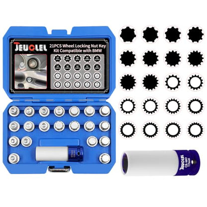 21PCS Wheel Locking Nut Key Kit Compatible with BMW, Nut Removal - size: - Complete Set (21 Pcs)