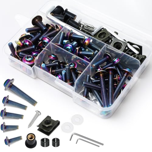 M5 M6 Stainless Steel Motorcycle Fairing Bolts, 177Pcs - color: Colorful