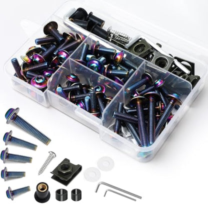 M5 M6 Stainless Steel Motorcycle Fairing Bolts, 177Pcs - color: Colorful