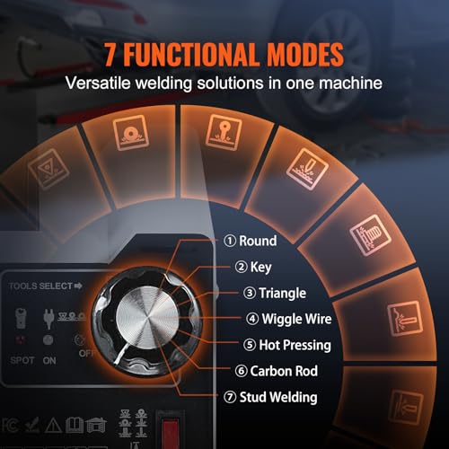 VEVOR Stud Welder Dent Repair Kit, 110V Auto Body Spot Welding Dent Puller Machine with 7 Welding Modes & Adjustable Power, 1.8KW Spot Welder Dent Removal Tool for Car, Truck Dent Repair - style: Manual Welding