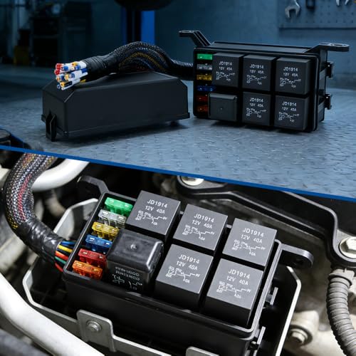 Generic 6-Way Fuse Box with 5 Five-Pin SPDT & 1 Four-Pin SPST Relays - size: Generic 6-Way Fuse Box