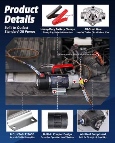 Oil Extractor Pump 12V 100W, Thick Oil Change Pump for Engine Oil, Gear Oil