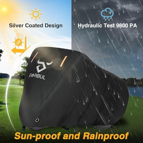 EVRBUL Universal All Season Motorcycle Cover Heavy Duty 420D Outdoor Motorbicycle Sun Cover Protection Moped Cover with Lock-Holes Night Reflective & Storage Bag Fits up to 96.5" Motorbike Vehicle