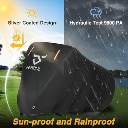 EVRBUL Universal All Season Motorcycle Cover Heavy Duty 420D Outdoor Motorbicycle Sun Cover Protection Moped Cover with Lock-Holes Night Reflective & Storage Bag Fits up to 96.5" Motorbike Vehicle