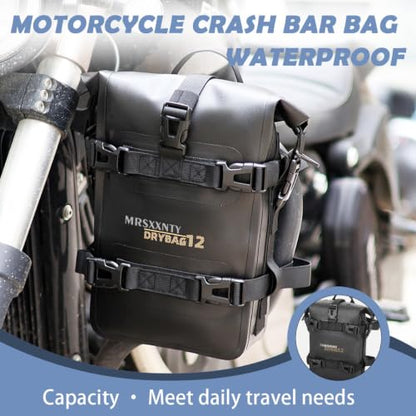 MRSXXNTY 【2 Pcs】 Motorcycle Crash Bar Bag 4L Bumper/Anti-Fall Bar Luggage Bag Motorcycle Frame Bag Side Bag Waterproof Wear-Resistant and Durable Comes With Shoulder Strap Black (Black 2Pcs) - color: Black 2Pcs