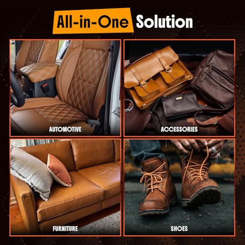 Car Leather Cleaner and Conditioner - pH Neutral, Non-Toxic & Non-Greasy - Gently Cleans, Restores and Protects Leather Seats and Interior - Safe for Leather Furniture, Couch & Sofa - 36 fl. Oz. Kit - style: Leather Cleaner and Conditioner