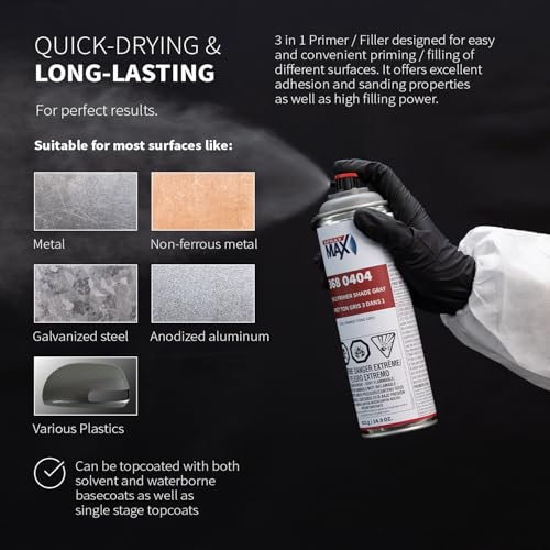 SprayMax 1K 3 in 1 Primer Gray | All-in-One Primer | Automotive Spray Paint - color: Gray