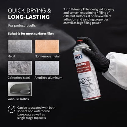 SprayMax 1K 3 in 1 Primer Gray | All-in-One Primer | Automotive Spray Paint - color: Gray