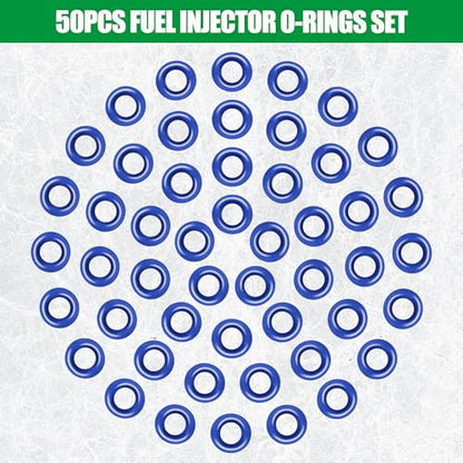 JA&MIU 50 PCS Fuel Injector O-Ring Set, Blue Viton (7.52mm X 3.53 mm) - size: Bule - 50