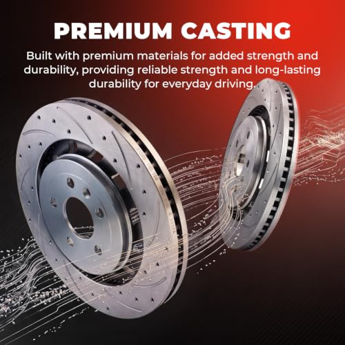 13.86 inch Front Drilled&Slotted Disc Brake Kit Replacement for Ford - size: S-54188+D1611