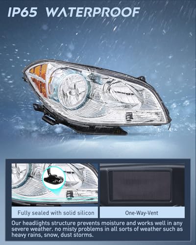 Nilight Headlight Assembly Compatible with 2008-2012 Chevy Malibu - color: Chrome Housing Amber Reflector, size: 2008-2012 Chevy Malibu