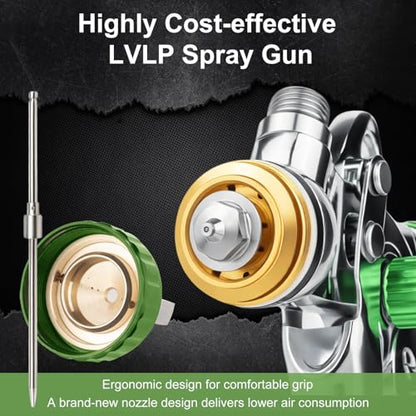 LVLP Air Spray Gun with 10PCS Disposable Mixing Cups, 1.3/1.7/2.0mm Nozzle - size: disposable paint cups