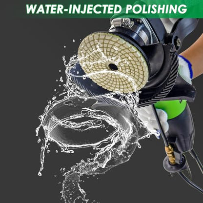 800W Electric Wet Stone Polisher 4'' Variable Speed Grinder Buffing Machine, Countertop Concrete Polisher with 7PCS Diamond Polishing Pads for Granite, Tile, Cement Floor