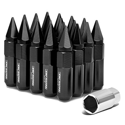 Auto Dynasty M12 x 1.5 Open/Closed End Design 20-Piece Aluminum Alloy Wheel Lug Nuts +1 X Deep Drive Extension (Black) - color: Black