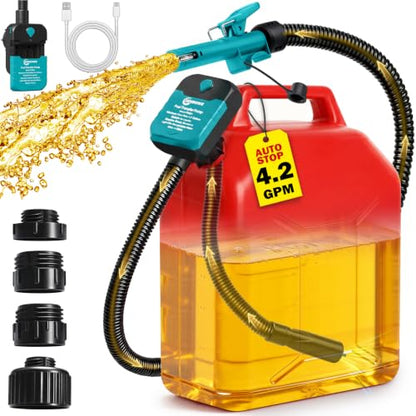 Fuel Transfer Pump with Auto-Stop,4.2 GPM electric gas can pump. - color: Blue