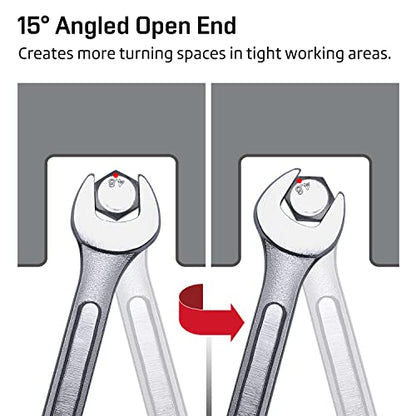 24-Piece All-Purpose Master Combination Wrench Set with Roll-up Pouch | SAE 1/4” to 1”, Metric 8mm to 24mm | Perfect for General Household, Garage, Auto Repairs, Car, Truck, Boat, and Travel Emergency