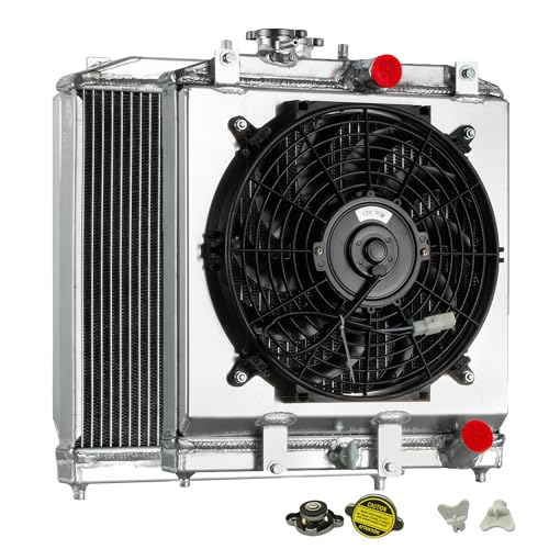 Aluminum Radiator,KiayUiey 3 Row Aluminum Radiator & Fan Shroud fit with 1992-2000 Honda Civic 1.5L 1.6L L4 Radiators for 1993-1997 Honda Civic del Sol /1988-91 CRX Fit for 94-01 Acura Integra