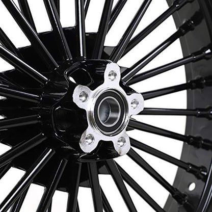 TOFR 21x3.5 16x5.5 Fat Spoke Wheels Black For Harley Dyna FXD FXDB 06-07 - color: 21x3.5 16x5.5 Black, size: Dyna 2006-2007
