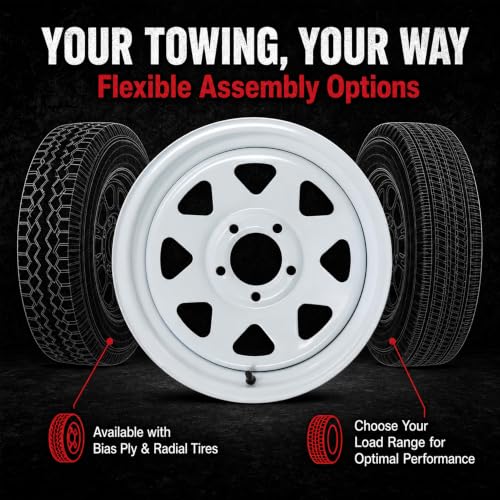 eCustomrim 2-Pack Trailer Wheel 15X5 15 Inch 5 Lug On 4.5 White Spoke Rim