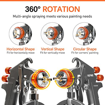 REFINE Siphon Feed Air Spray Paint Gun 1.8mm Nozzle & 1000cc Aluminum Cup
