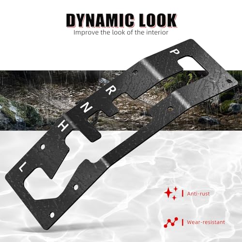 NICECNC Shift Shifter Gate Plate Panel with Gear Letter Black - color: Black
