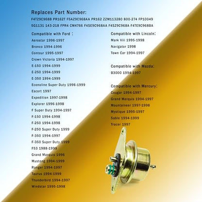 Fuel Injection Pressure Regulator(2.7BAR) Replaces PR162T PR207 PR4007 FP10049 F4SE9C968AA F4SZ9C968A F4TE9C968BA F4TZ9C968B F5AZ9C968AA ZZM113280