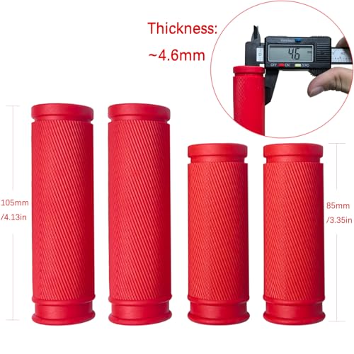 4Pcs Bike Handlebar Grips, 85mm 105mm TPR Rubber Short Grips Fit Twist Shift and Revoshift - color: Red