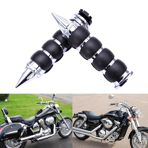 DREAMIZER 25.4MM Motorcycle Handlebar Grips 1 inch Compatible with Honda Shadow Spirit 750 Valkyrie Fury VTX1300 VTX1800 VT400 VT750 VT1100 - Smooth - style: Piont-chrome