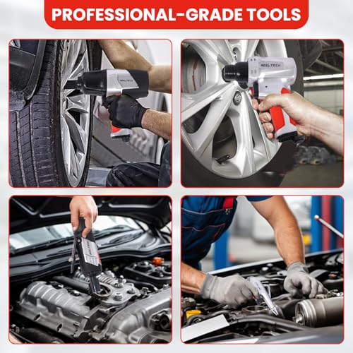 44 Piece Air Tools and Accessories Kit, Pneumatic Tools with Impact Wrench, Air Ratchet, Die Grinder, Aire Hammer, Hose Fittings, Storage Case, Red - size: 44 Piece