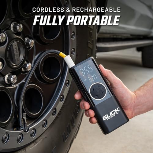Slick Products Portable Air Pump Tire Inflator & Air Compressor - 150 PSI