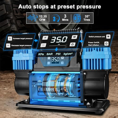 Uharbour 12V 10.6 CFM Auto Stop Air Compressor, Digital LCD - style: 350 L/Min Digital with auto shut off