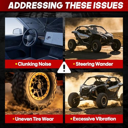 Rear Radius Rods for Can-Am Maverick X3 (64" Body) - for 2017–2021 X RC/RS/MR/MAX Models, Heavy-Duty Pre-Adjusted Steel with Heim Joints - Red - size: 64" Body- Red