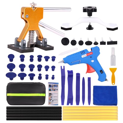 Car Dent Puller Kit,56PCS Dent Repair Tool,Paintless Dent Removal with Golden Lifter,Bridge Puller - style: 56PCS