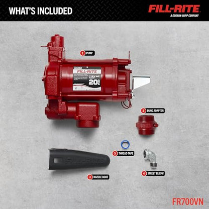 Fill-Rite FR700VN 115V 20 GPM Fuel Transfer Pump (Pump Only Model) | For Gasoline, Diesel, Kerosene, Ethanol Blends, Methanol Blends & Biodiesel up to B20 - size: 1 1/4" Inlet - 3/4" Outlet, style: 115V 3/4" Pump Only