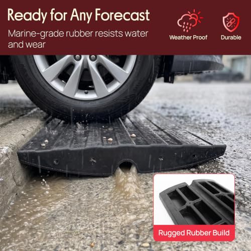 Pyle Car Driveway Adjustable Curb Ramps - 3 Pack Heavy Duty Rubber Threshold Ramp Kit Set -For Loading Dock, Garage, Sidewalk, Truck, Scooter, Bike, Motorcycle & Wheelchair Mobility- PCRBDR23 - size: 3-Pack